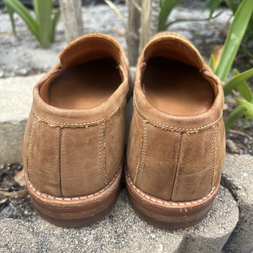 Allen Edmonds Addison Penny Loafer Mens 11.5 B Brown Nubuck Leather Dainite Sole